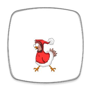 Poulet de Noël Joyeux Noël - Magnet carré - blanc - Devant