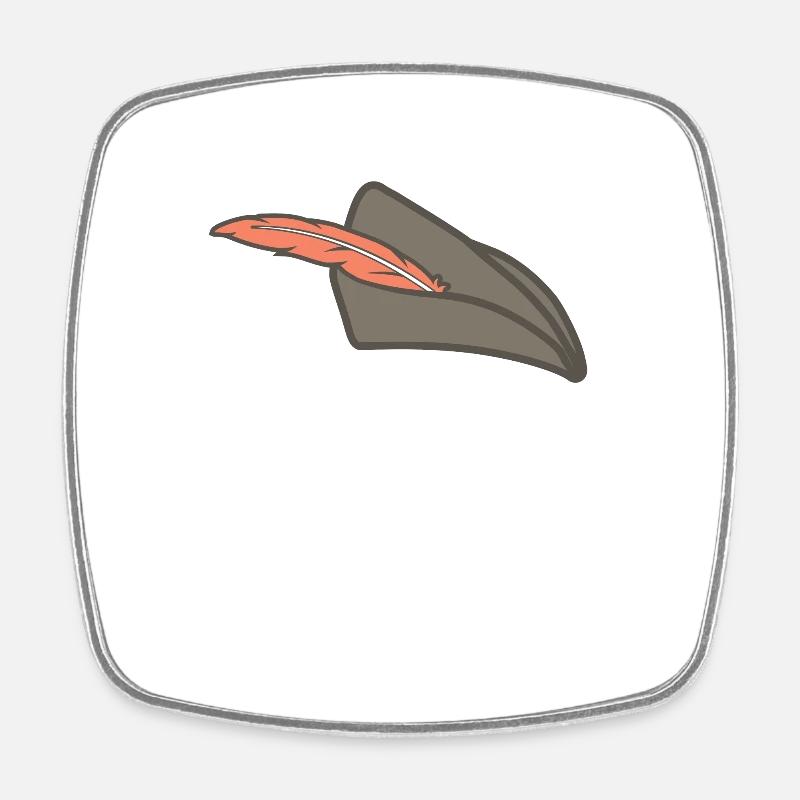 Hunter hat - Square fridge magnet - white