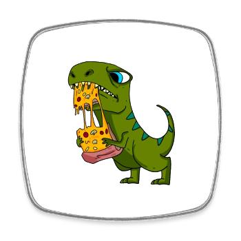 Dino Dinosaurier Pizza Fast Food Essen Geschenk - Viereckiger Kühlschrankmagnet - Weiß - Vorne