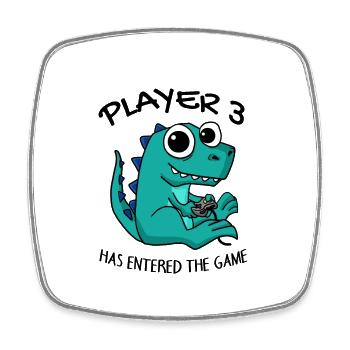 Third child player 3 Pregnant baby dinosaur - Square fridge magnet - white - Front