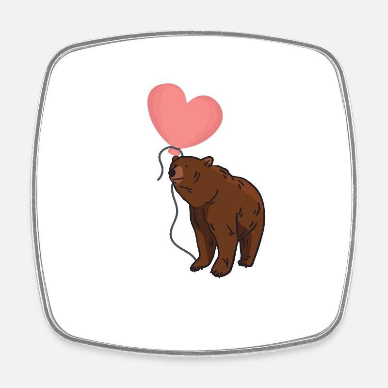 Bear with heart balloon - Square fridge magnet - white
