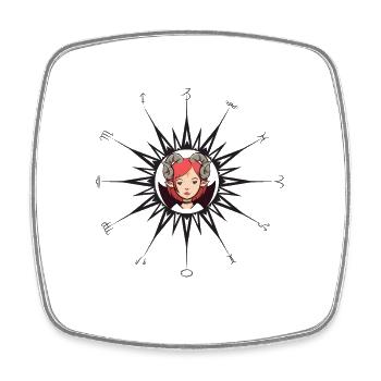 Cercle du zodiaque femme Bélier - Magnet carré - blanc - Devant