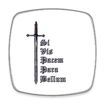 Latin avec épée - Si Vis Pacem Para Bellum - Magnet carré - blanc - Devant