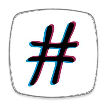 Hashtag effet 3D - Magnet carré - blanc - Devant