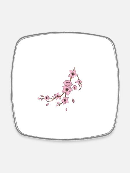 Cherry blossom moon - Square fridge magnet - white