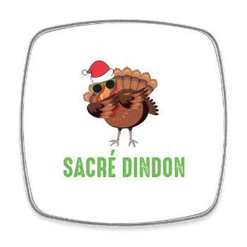 Sacré dindon dinde de noel dab chapeau et lunette - Magnet carré - blanc - Devant