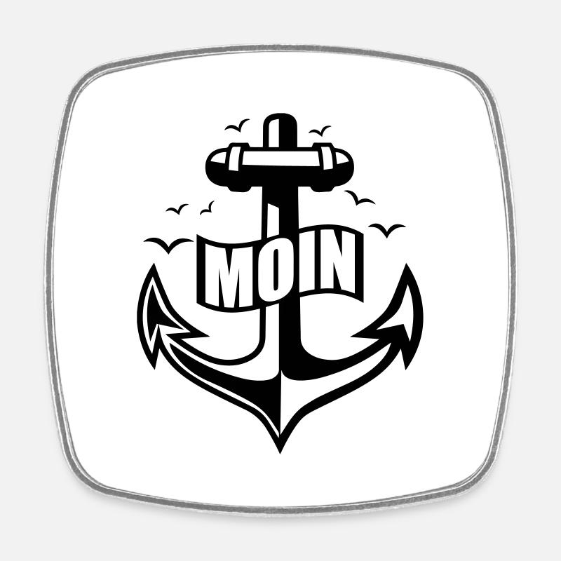 106 mouettes d'ancre MOIN - Magnet carré - blanc