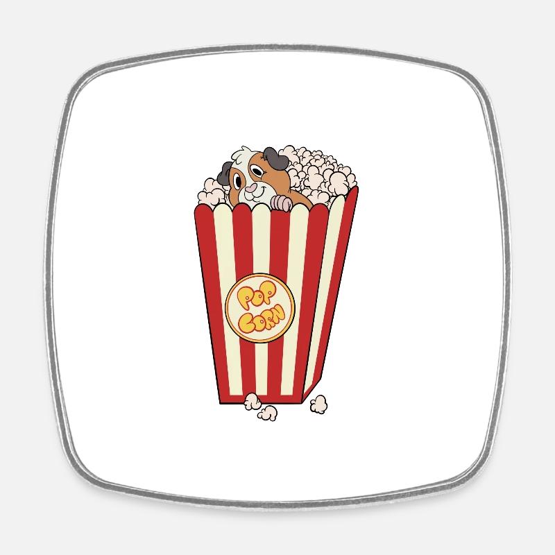 Guinea Pig Popcorn Popcorn Bag Guinea Pig - Square fridge magnet - white