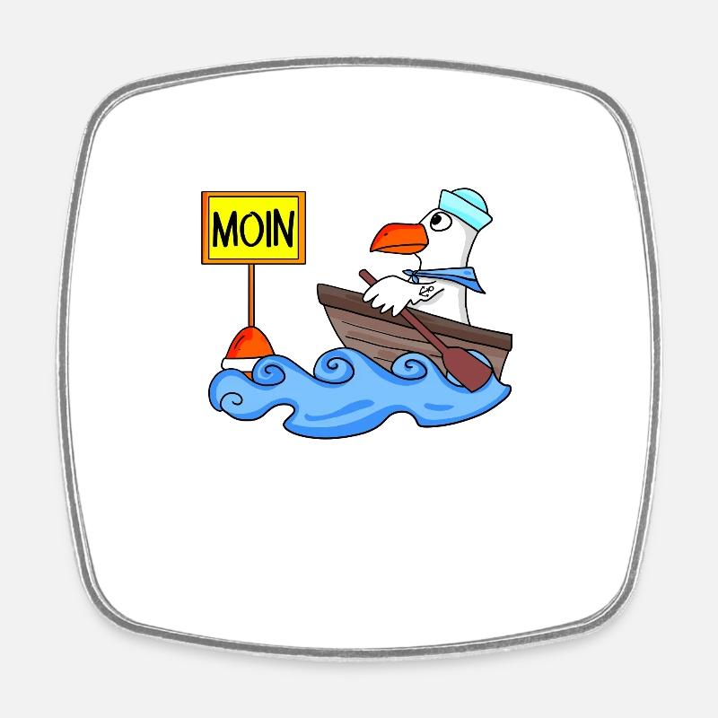 Moin Seemann Möwe Seemöwe Boot - Viereckiger Kühlschrankmagnet - Weiß