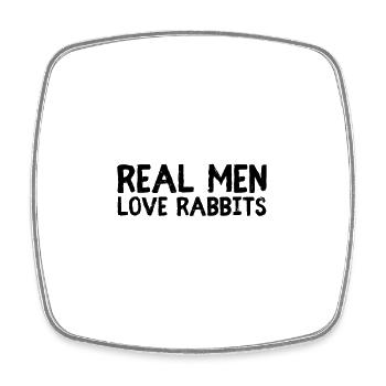 Les vrais hommes aiment les lapins lapins - Magnet carré - blanc - Devant