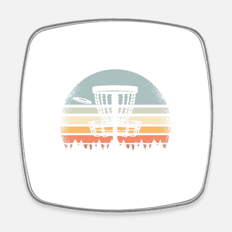 Disc Golf Retro - Viereckiger Kühlschrankmagnet - Weiß