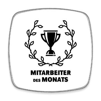 Mitarbeiter Des Monats (Emblem / Auszeichnung) - Viereckiger Kühlschrankmagnet - Weiß - Vorne