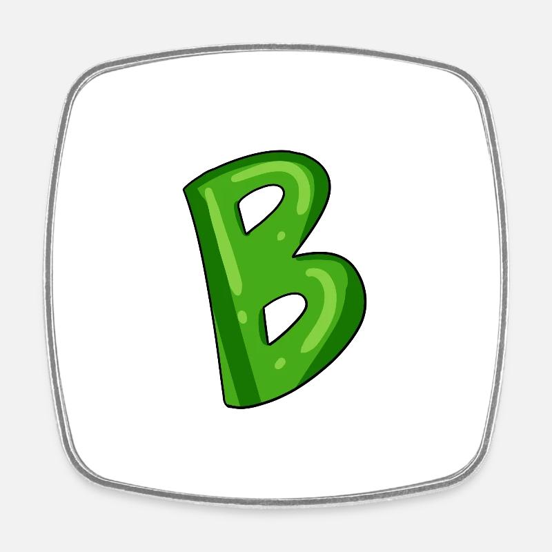 B - Square fridge magnet - white