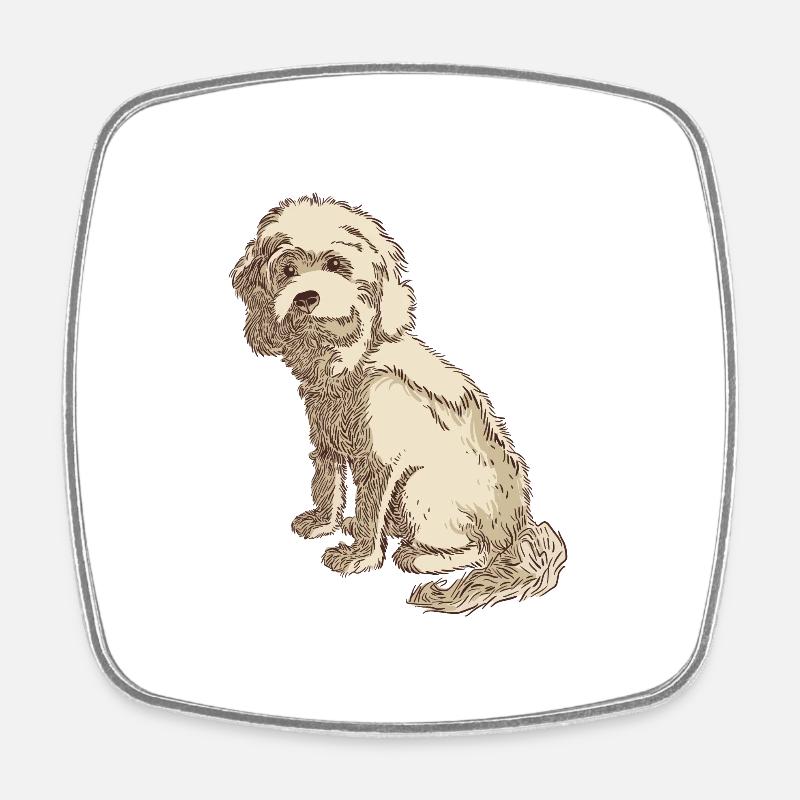 Cockapoo Hundezeichnung eines Cockapoo - Viereckiger Kühlschrankmagnet - Weiß