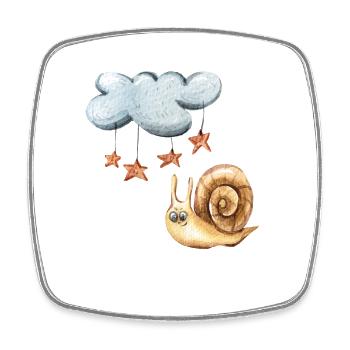 Gute Nacht Schnecke Nachthemd Schlafanzug Pyjama - Viereckiger Kühlschrankmagnet - Weiß - Vorne