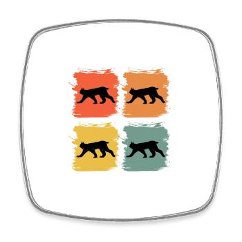 Luchs Wildtier Tier Retro Pop Art Geschenkidee - Viereckiger Kühlschrankmagnet - Weiß - Vorne