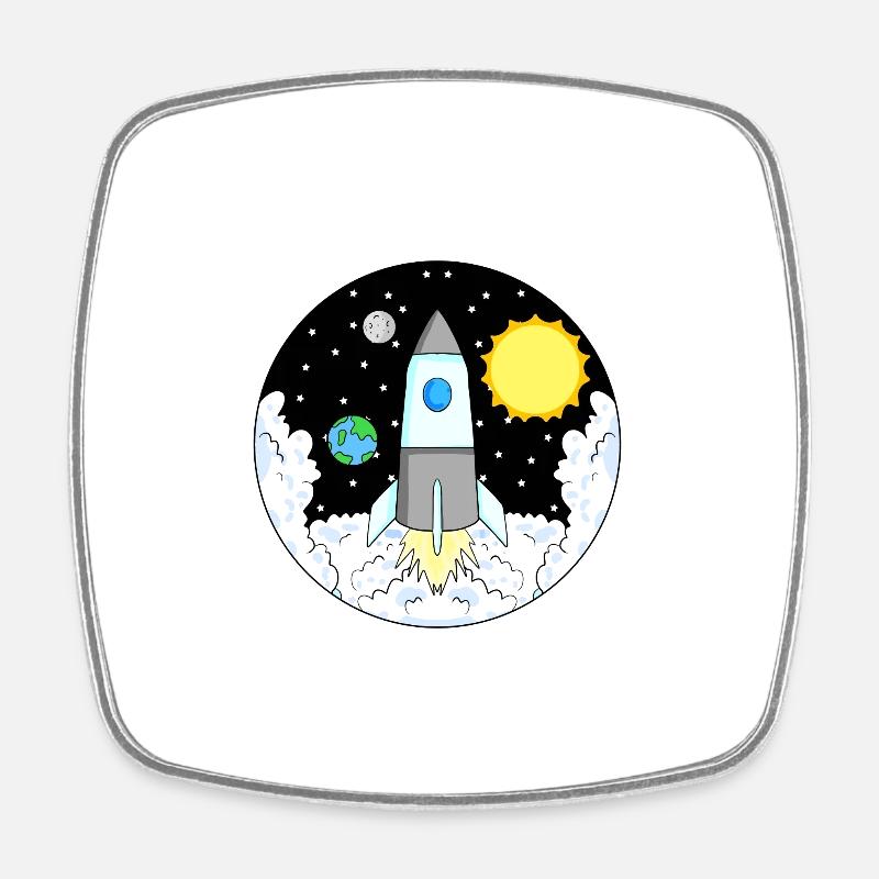Espace fusée - Magnet carré - blanc