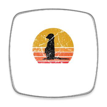 Retro Sun Meerkat Mongoose Gift - Square fridge magnet - white - Front