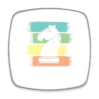 Schach Pferd Schachfiguren Retro - Viereckiger Kühlschrankmagnet - Weiß - Vorne