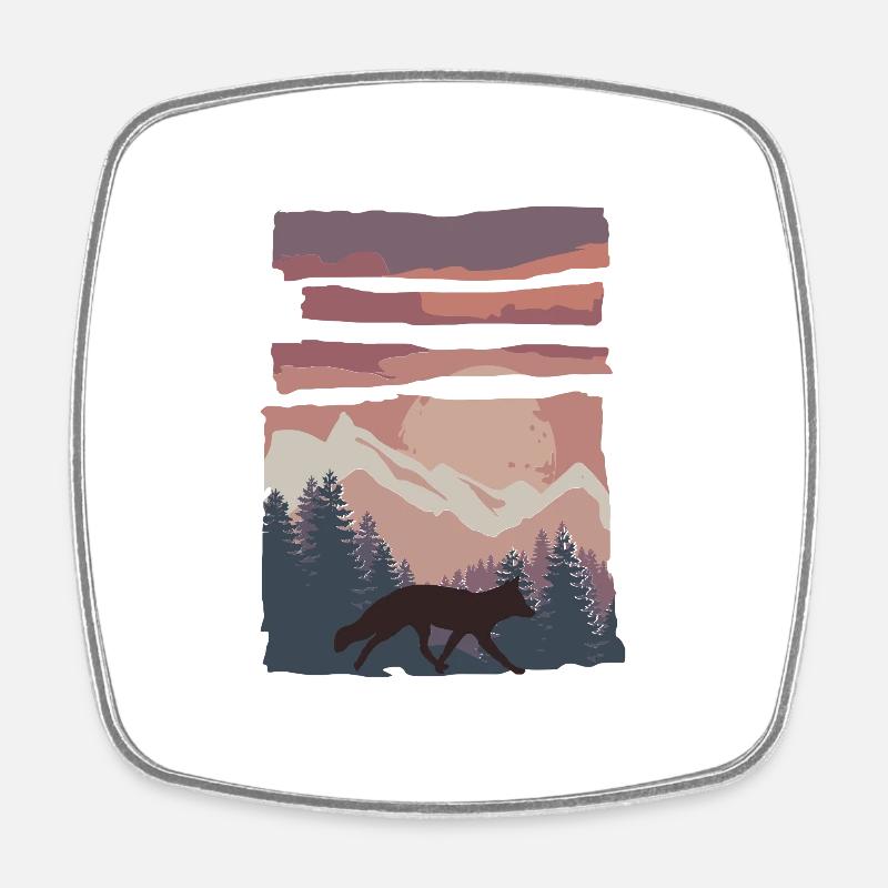Fuchs Waldtier Geschenk - Viereckiger Kühlschrankmagnet - Weiß