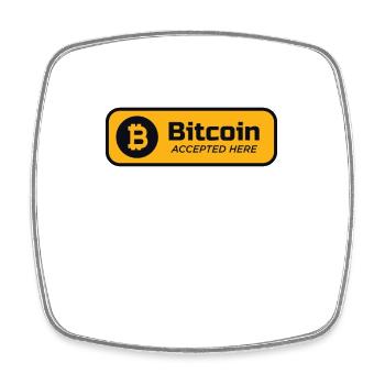 Bitcoin accepted here Bitcoin logo Crypto BTC - Square fridge magnet - white - Front