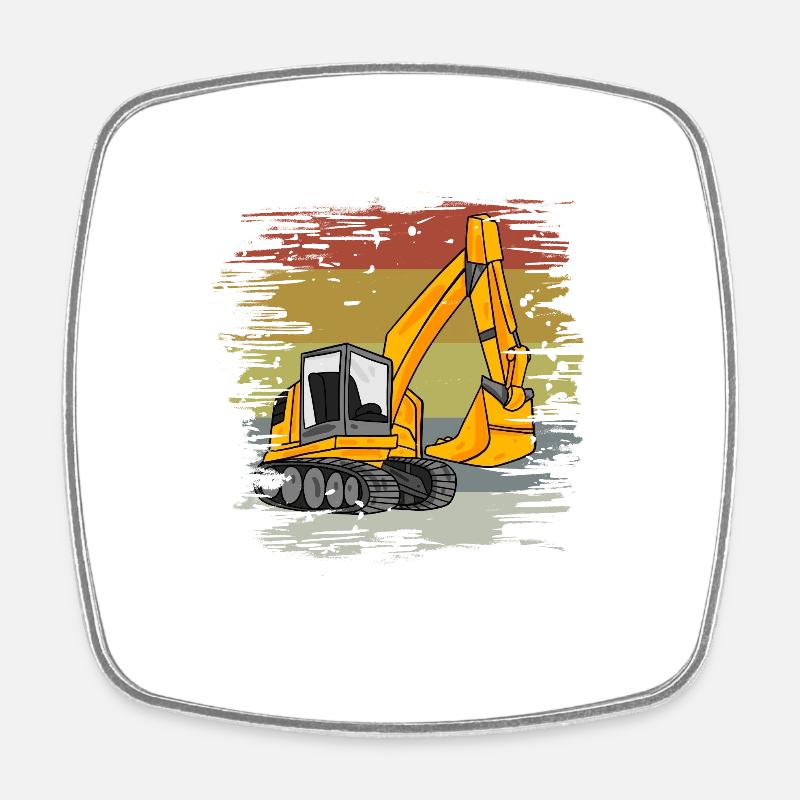Dragage de chantier rétro - Magnet carré - blanc