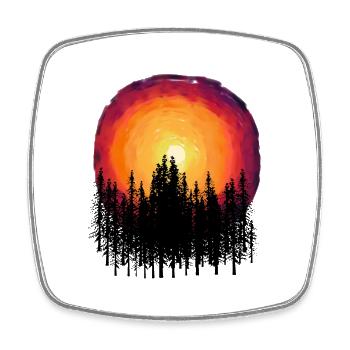 Wald Natur Flora Botanisch Sonnenuntergang Bäume - Viereckiger Kühlschrankmagnet - Weiß - Vorne