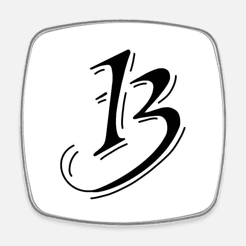 13 Chiffre - Magnet carré - blanc