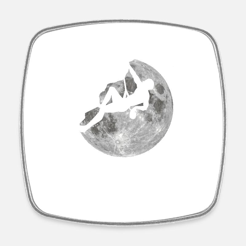 Climbing Moon Rock Climbing - Square fridge magnet - white