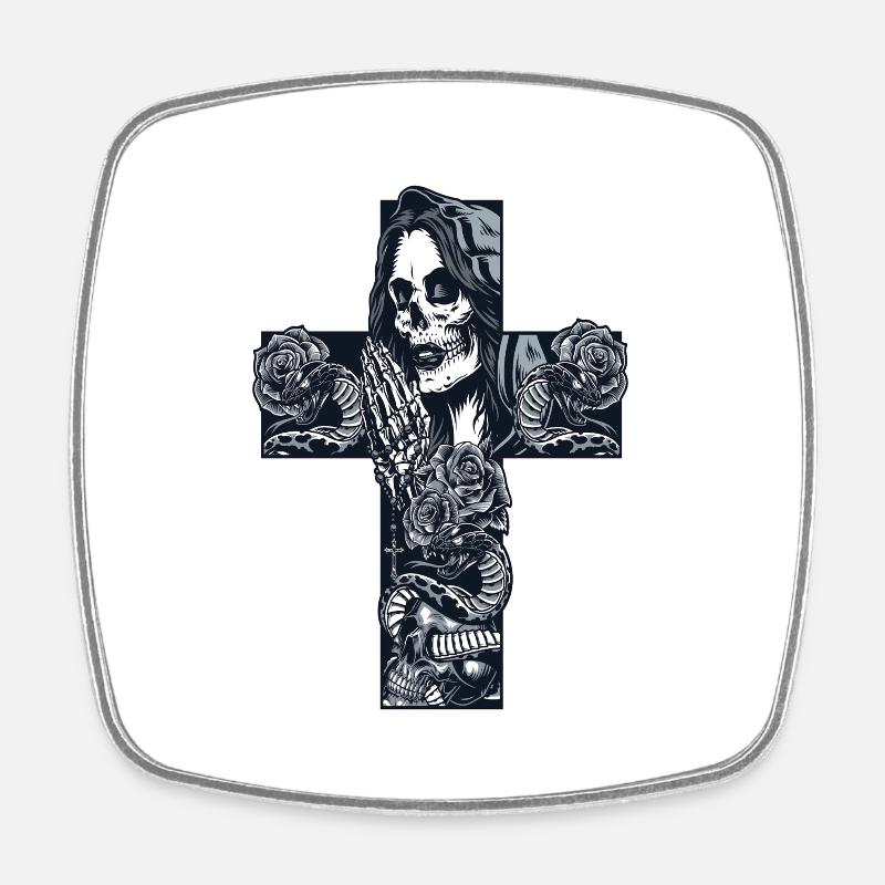 Skull skull skulls skull bones - Square fridge magnet - white