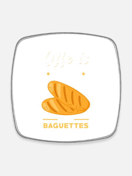 Baguette Brot Spruch lustig - Viereckiger Kühlschrankmagnet - Weiß