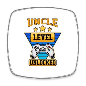 Uncle Level Unlocked - Square fridge magnet - white - Front