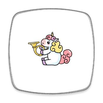 Cute Unicorn Playing French Horn Horn Lover Gift - Square fridge magnet - white - Front