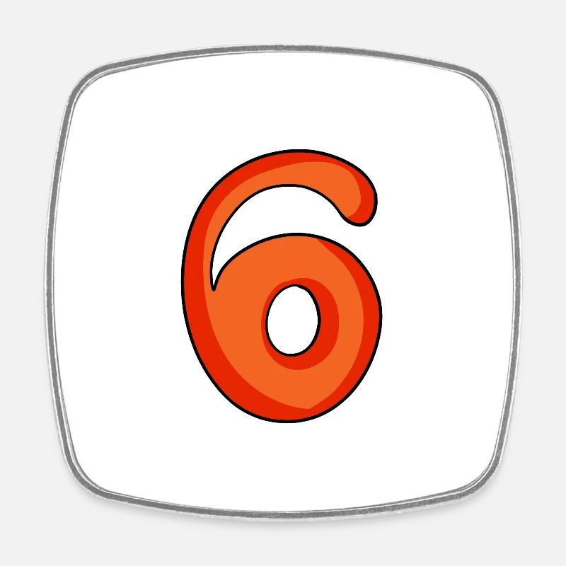 Number 6 Number Number Six - Square fridge magnet - white