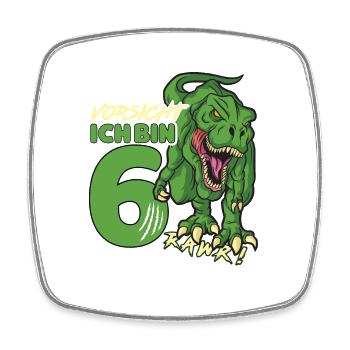 Dinosaurier Dino 6 Geburtstag Deko ich bin 6 Jahre - Viereckiger Kühlschrankmagnet - Weiß - Vorne