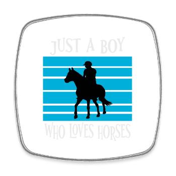 Only a boy who loves horses - Square fridge magnet - white - Front