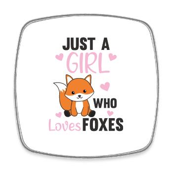 Only a girl the fox loves fox - Square fridge magnet - white - Front