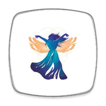 Fleur de la vie Femme Ange Silhouette - Magnet carré - blanc - Devant