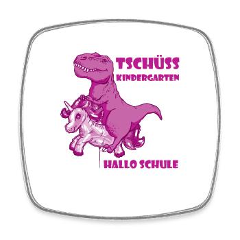 Dino T-Rex Schule Dinosaurier Schulkind Einhorn - Viereckiger Kühlschrankmagnet - Weiß - Vorne