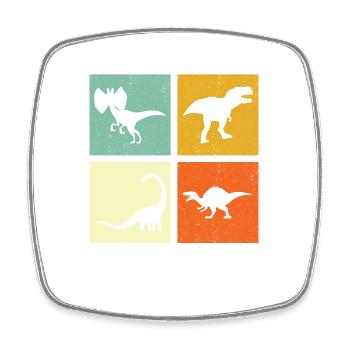 Dino Dinosaurier - Viereckiger Kühlschrankmagnet - Weiß - Vorne
