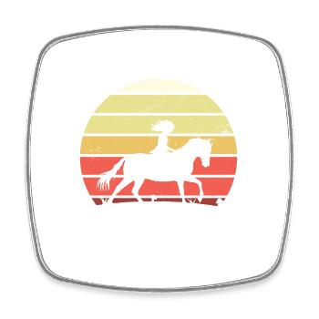 Retro Mädchen Pferd - Viereckiger Kühlschrankmagnet - Weiß - Vorne