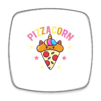 Pizzakorn - Viereckiger Kühlschrankmagnet - Weiß - Vorne