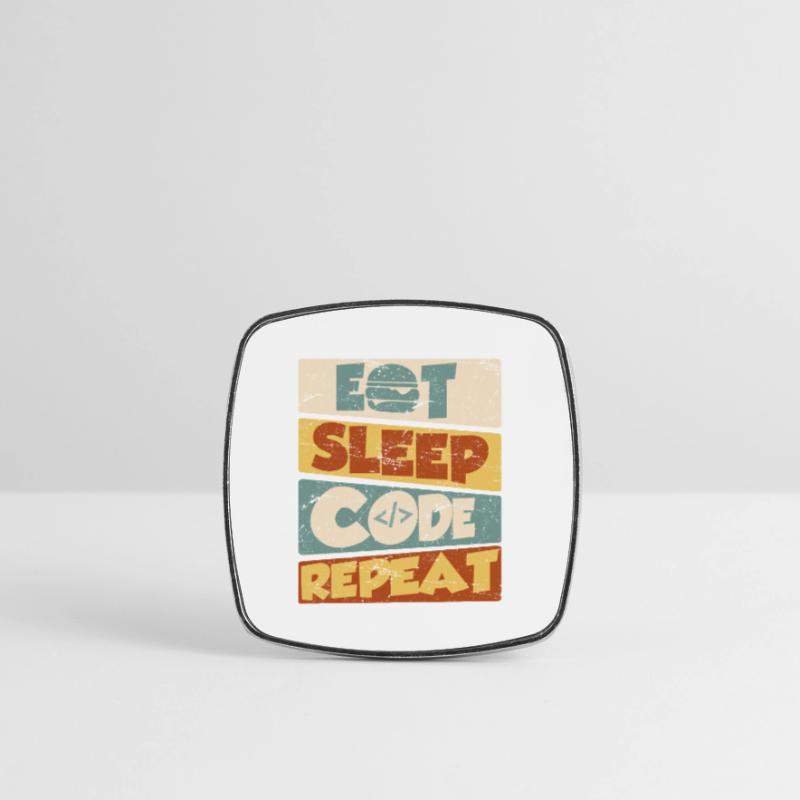 Programmer Developer IT Saying Eat Sleep Code Square fridge magnet
