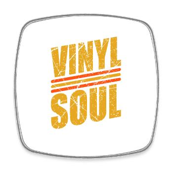 Vinyl Soul Retro Plattenspieler - Viereckiger Kühlschrankmagnet - Weiß - Vorne