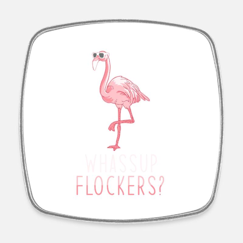 Flamingo - Viereckiger Kühlschrankmagnet - Weiß