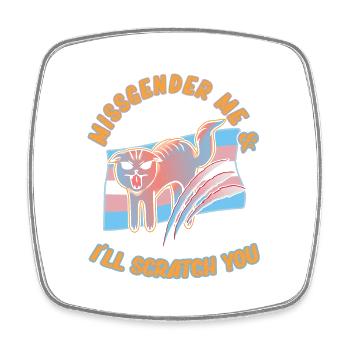 Transgender Genderqueer Trans Cat Cat Cat Friend - Square fridge magnet - white - Front