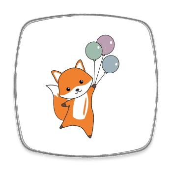 Fuchs süß Tier fliegt Luftballons Kinder - Square fridge magnet - white - Front