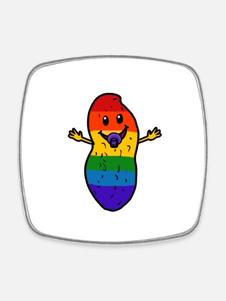Erdnuss Baby LGBT Regenbogenfahne Gay Pride - Viereckiger Kühlschrankmagnet - Weiß