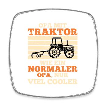 Grandpa Tractor Trekker Gift Farmer Farmer - Square fridge magnet - white - Front