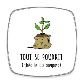 Jardinage : Tout se pourrit (théorie du compost) - Magnet carré - blanc - Devant